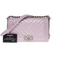 Sac CHANEL Boy en Cuir Violet