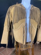 Veste Vintage Amérindienne Unique Nubuck Beige Taille M