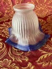 Tulipe verre dépoli bord bleu