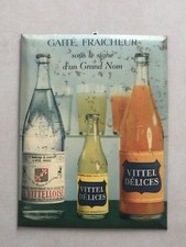 Ancienne Tôle publicitaire glaçoïde VITTEL  DÉLICES 21 x 28