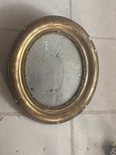 Miroir ancien ovale doré à la feuille d’or – XIXe siècle 39x44
