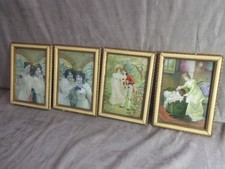 QUATRE ENCADREMENTS anciens, lithographies sous verre.