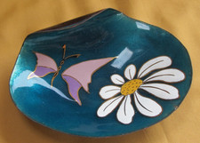 Petite coupelle émail émaux d'Art Bonhomme Limoges décor papillon fleur