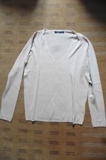 Neuf - Pull léger viscose Monoprix Femme col V profond beige Taille 2 - 38-40