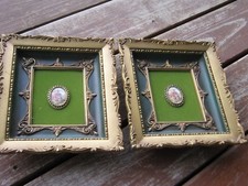Pair USA Vintage Signed Fragonard Limoges Porcelain Wall Frame Victorian Style