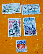 - 5 Timbres FRANCE - 1965 - Oblitérés,    Mont Blanc, Ile Bourbon, avion