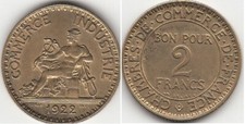 France Monnaie 2 Francs Chambre De Commerce 1922
