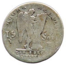 15 SOLS 1791 W - FRANCE - Lille - Louis XVI (argent / silver) type François