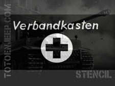 POCHOIR STENCIL MARQUAGE GERMAN CAISSE MEDICAL VERBANDKASTEN 2 WH . jeep willys