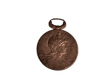 ANCIENNE MÉDAILLE MARIANNE CASQUÉE DE 1911 BRONZE ARGENTÉ POMPIER PATRIE