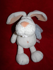 Doudou Peluche Lapin NICI Blanc Rose Echarpe Bleue 30/47 cm