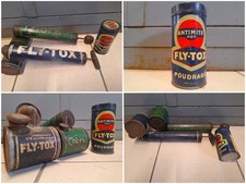 2 PULVERISATEURS FLY-TOX ET COBRA + 1 BOITE ANTIMITE DDT FLYTOX VINTAGE OLD DECO