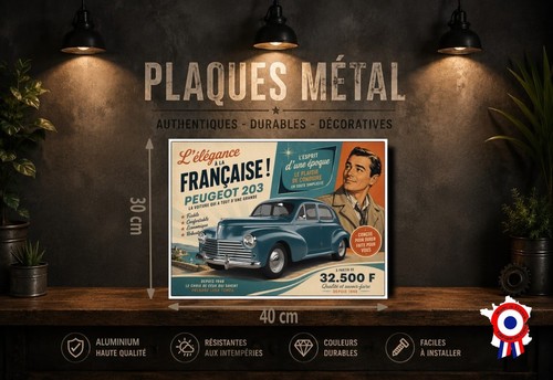 Plaque métal vintage peugeot - vintage,