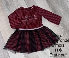Interdit De Me Gronder 6 MOIS FILLE : ROBE Rouge Jupe Carreaux Hiver TTBE