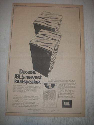 1973 jbl decade loudspeaker - 1973,
