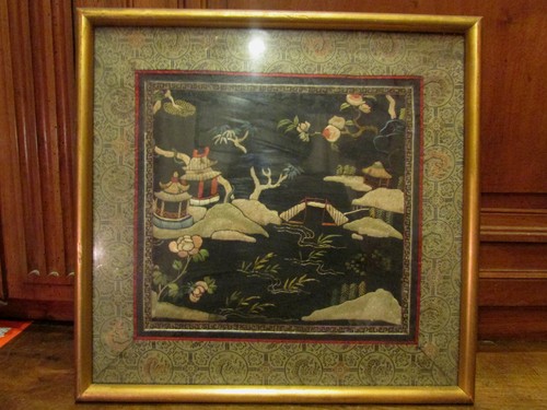 Ancienne soie brodée - brodée, broderie