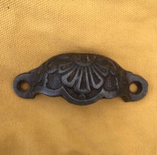 Antique French cast iron cup drawer pull handle 3 1/4 inch door Desk metal