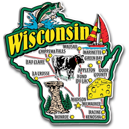 Wisconsin jumbo state magnet - jumbo,