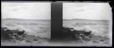 La Mer Vagues c1920 PHOTO NEGATIVE Stereo Plaque de verre VR22L9n15