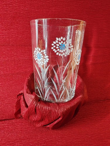 Verre ancien décor fleurs - de,