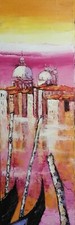 Toile de Nolac 60X20 cm Italie Venise Gondoles - peinture au couteau