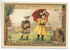 Retour du marché Panier Ombrelle  - - Chromo Le Fer Bravais - Trade card