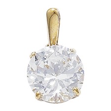 Or Jaune Solitaire Pendentif 8mm Poinçonnée Britannique Fait Tout Chaîne Longue