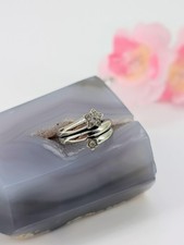 Bague or blanc avec 2 motifs