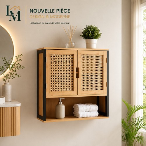 Meuble mural cannage bois - cannage,