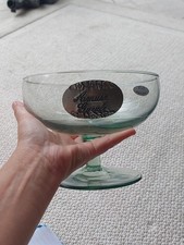 Ancien Saladier Coupe À fruit Sur Pied. En Verre Et Étain Véritable