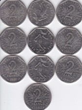 Lot de 10 Pièces.  2 Francs Semeuse Nickel . 1979. 1980. 1981. 1982. TB état