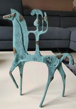 Sculpture Vintage Grec/Déesse Athéna Sur Cheval Étrusque. Style Weinberg. Bronze