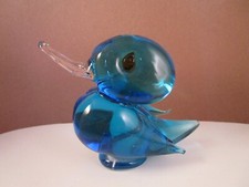 Vintage Art Glass Bird Aqua