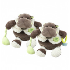 Doudou Hippopotame marron vert gilet blanc Bazile l'hippo hochet anneau BABY NAT