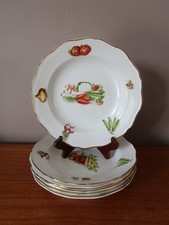 6 Assiettes creuses L'amandinoise Milliat Frères décor de légumes liseré doré ""