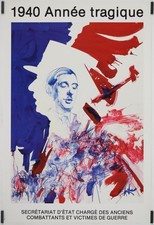 1940 année tragique Circa 1980 Affiche Originale 39-45 Politique