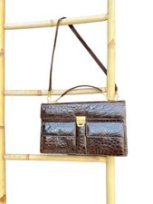 Sac à main vers 1970 crocodile et cuir Vintage nombreux compartiments chic
