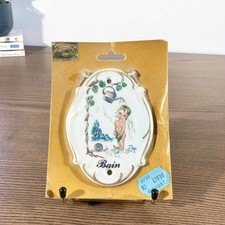Plaque de porte vintage en porcelaine de Limoges Salle de bain Années 60