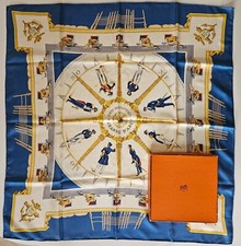Hermès Carré Foulard Soie "Porte-hélicoptères Jeanne d'arc Croiseur Ecole" 1957