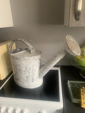 Ancien Grand Arrosoir en Zinc galva avec Pommeau pomme cuivre  fonctionnel peint