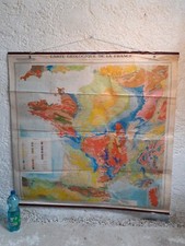 CARTE  France géologique  Géographie ancienne plastifiée 1968 grande taille 