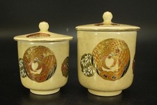 Paire de tasses à thé japonaises en porcelaine de Satsuma ensemble...