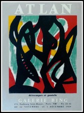 Jean-Michel ATLAN : Galerie BING ,  lithographie en sérigraphie originale 1959