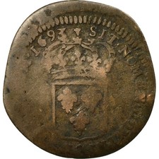 Monnaie, France, Louis XIV, Sol de 15 deniers ou quinzain, 15 Deniers, 1693