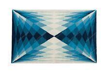 Main Touffeté Laine Tapis Bleu Boho Géométrique Zone Tapis 2.4x3m Indien