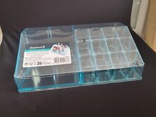 Boite organisateur rangement maquillage pinceau vernis rouge à lèvre bleuté 