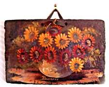 TUILE Plate Peinte par BRUCKENN Thème Bouquet en Vase