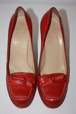 CHARLES JOURDAN Escarpins Vintage Cuir Rouge Hauts Talons T 38 TBE