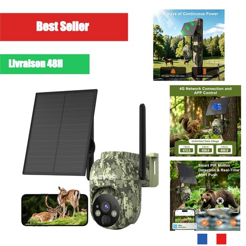 Caméra solaire extérieur - 4g,