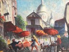 Gena PÉCHAUBÈS 1923-2019.Montmartre.Huile/toile.Signé.29x39.Cadre.